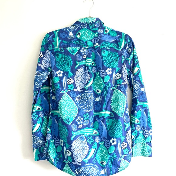 Talbots Fish Print Tunic Blouse - Picture 2 of 8